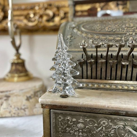Vintage Clear Art Glass Christmas Tree Pine Tree Decoration Decor MCM Style 32H - Picture 1 of 5